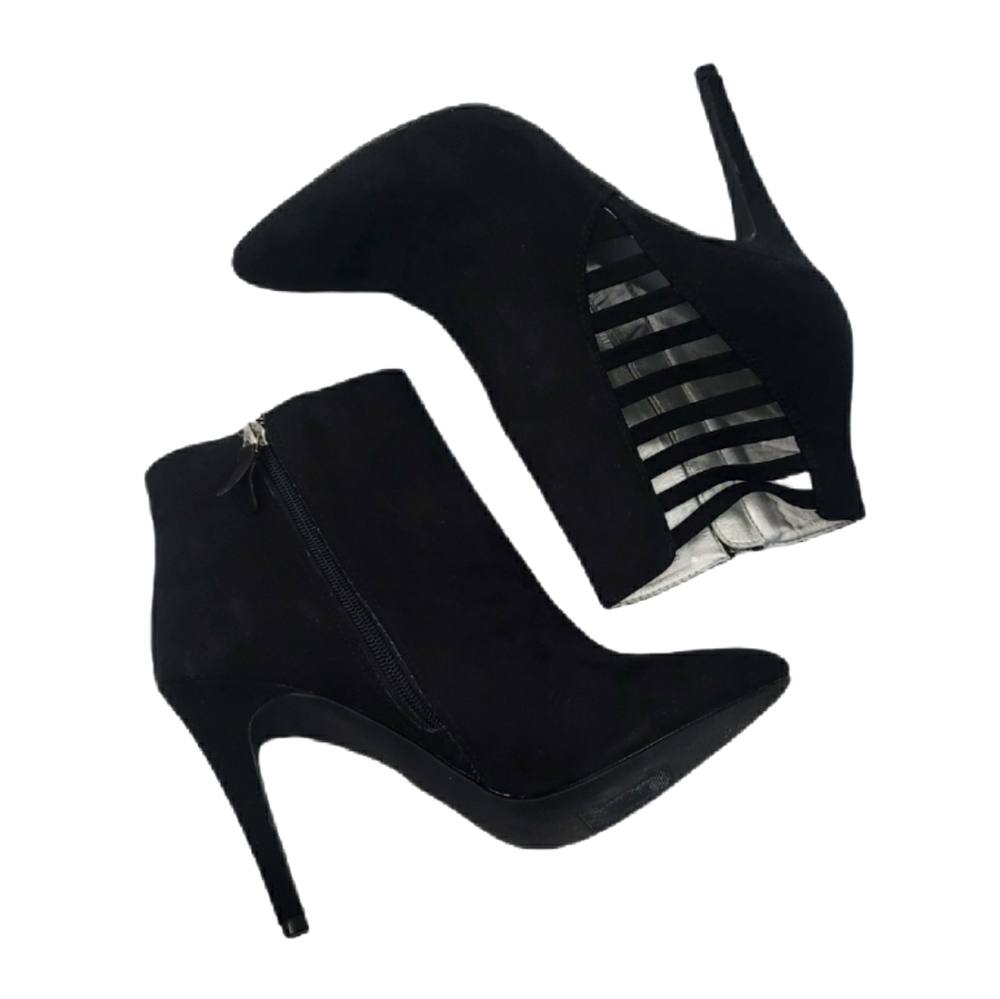 Nine West Olivia Black Faux Suede Booties H